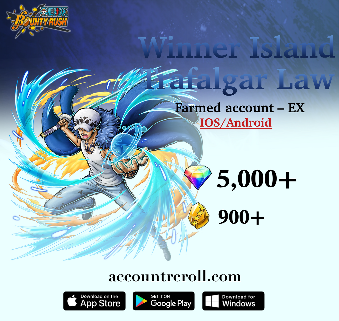 Winner Island Trafalgar Law OPBR Starter Account
