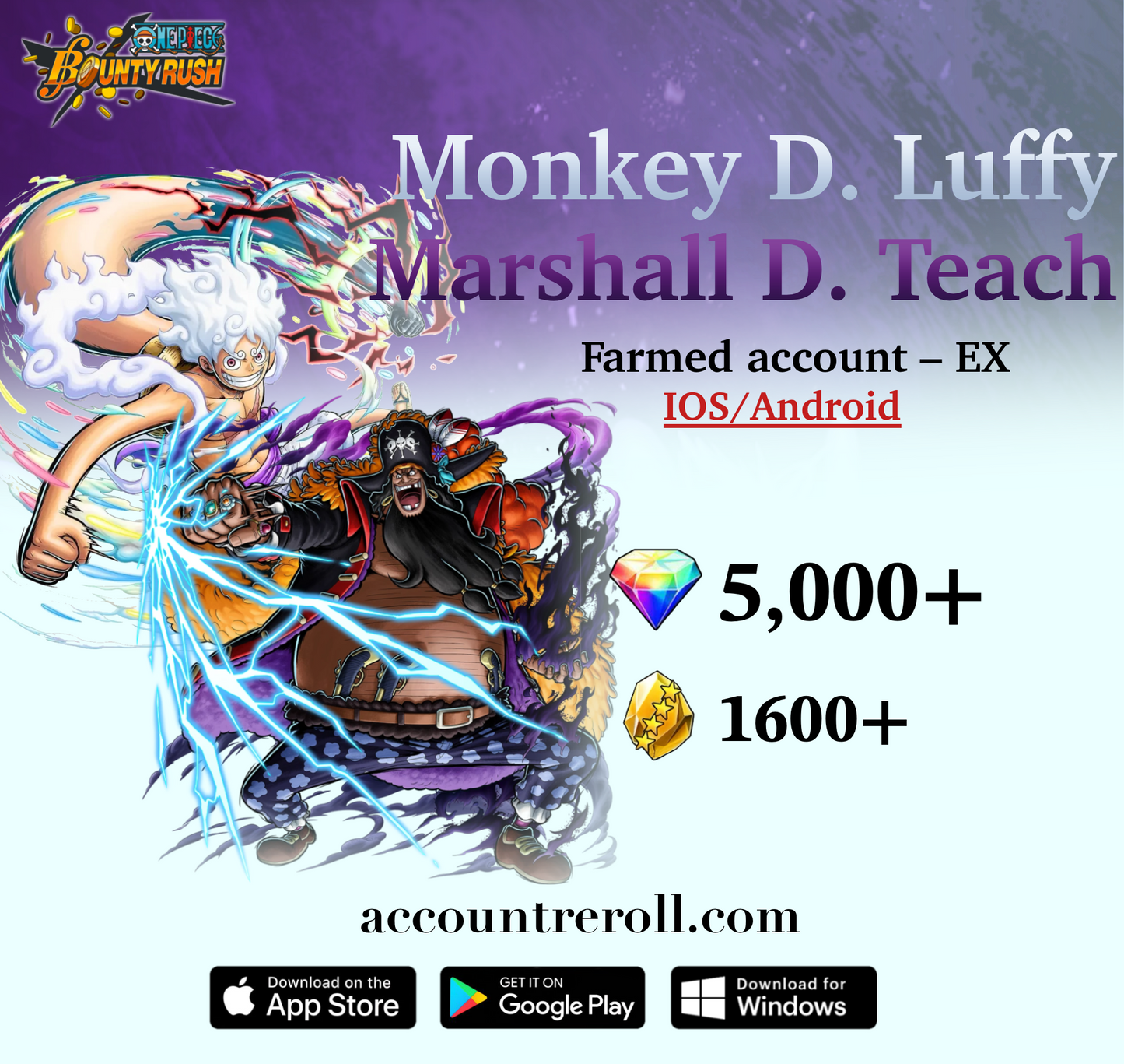 The Four Emperors Monkey D. Luffy with The Four Emperors Marshall D. Teach OPBR Starter Account