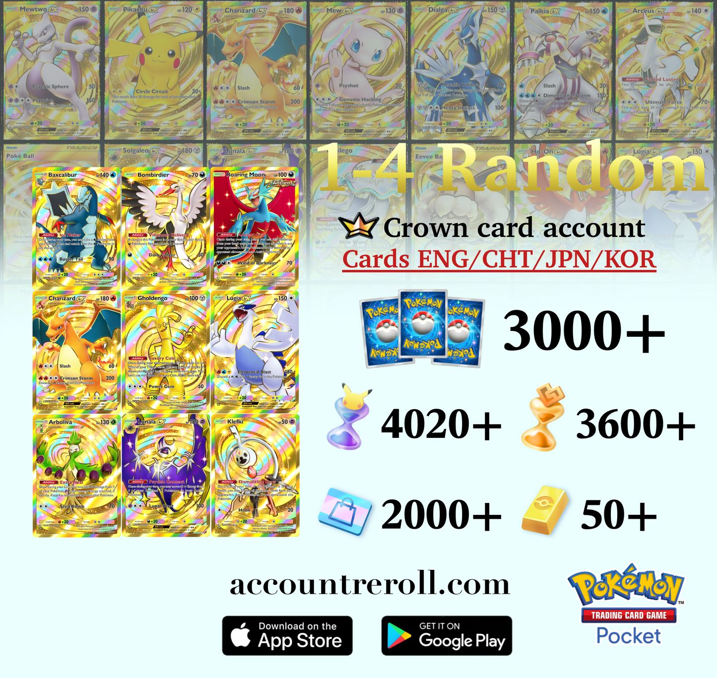 Pokemon TCG Pocket Account with Random Crown Rare Cards