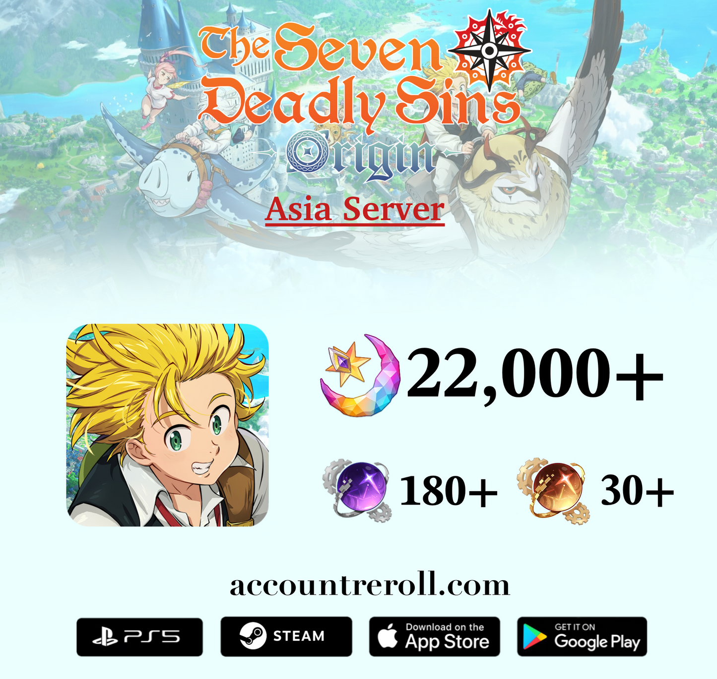 The Seven Deadly Sins: Origin Starter Account [Asia]