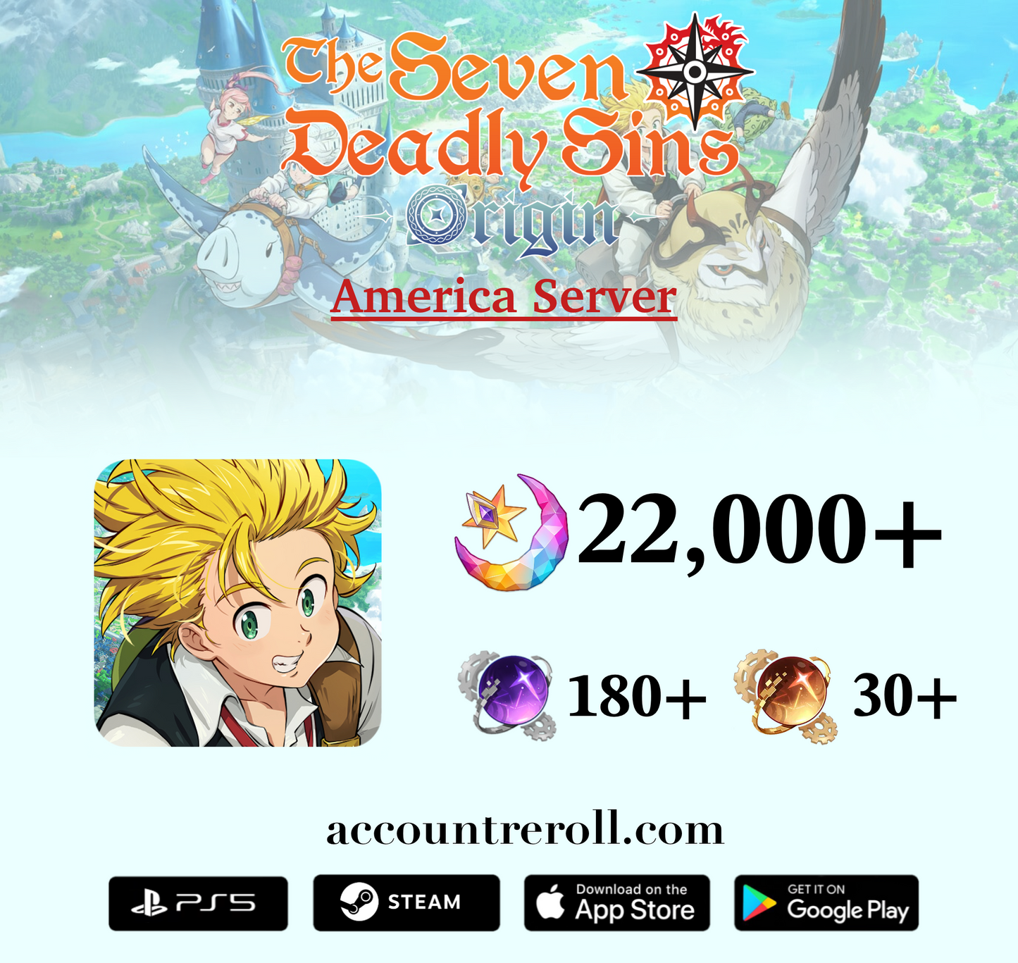 The Seven Deadly Sins: Origin Starter Account [America]