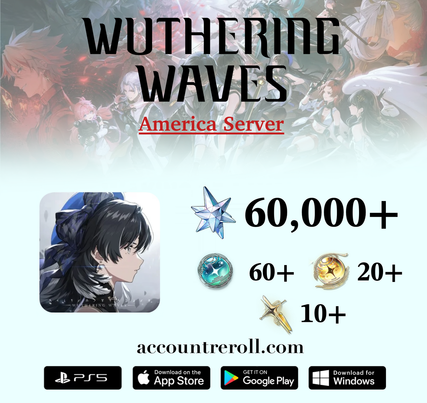 Wuthering Waves Astrites Reroll Account [America]