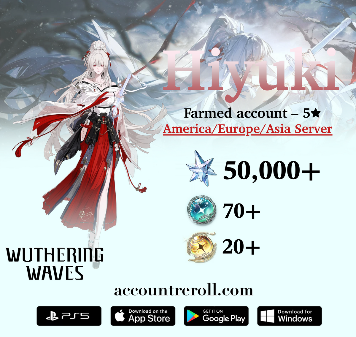 Hiyuki Wuthering Waves Farmed Starter Account