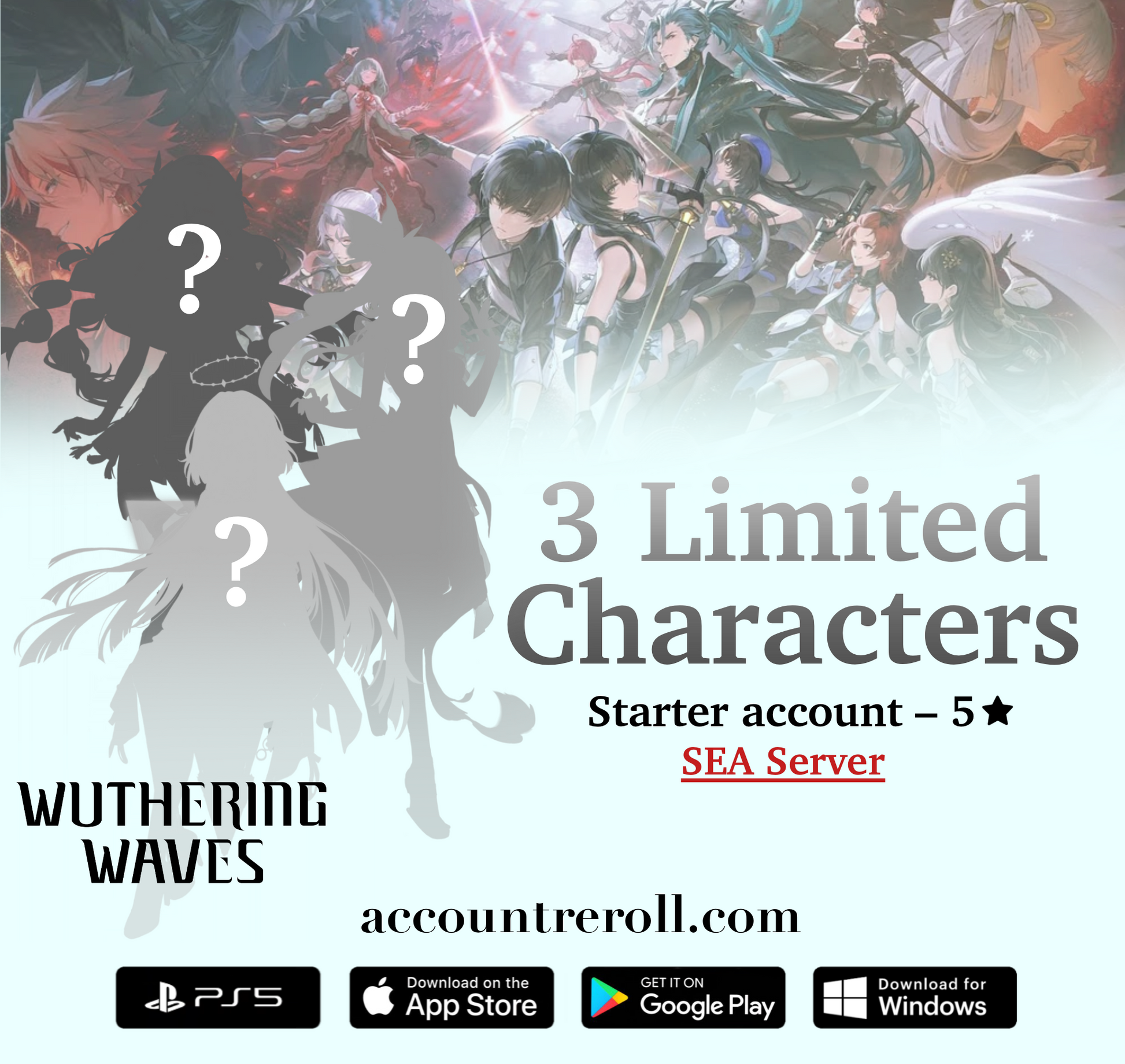 Wuthering Waves 3 Limited Characters Starter Account [SEA]