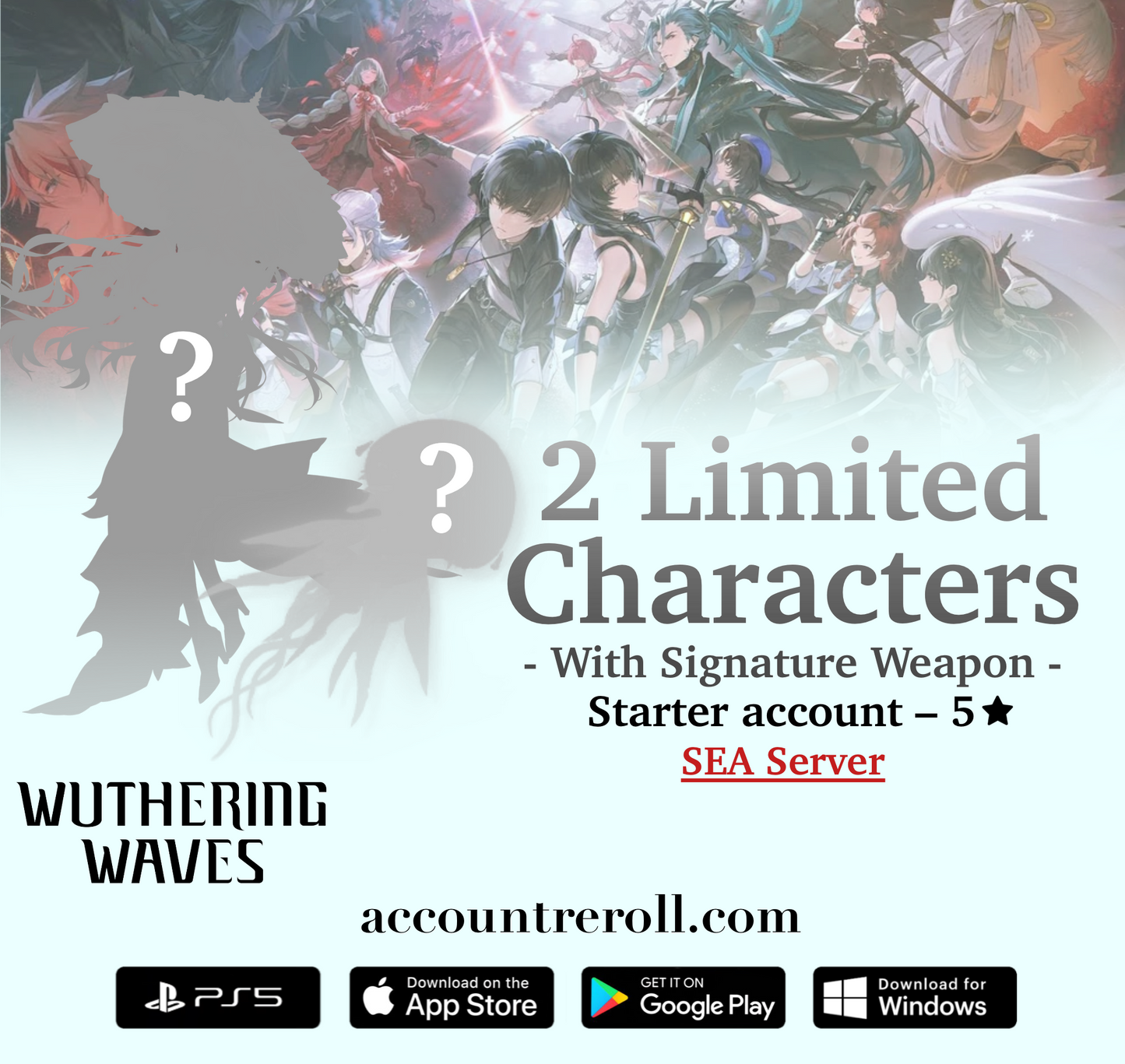 Wuthering Waves 2 Limited Characters with Signature Weapon Starter Account [SEA]