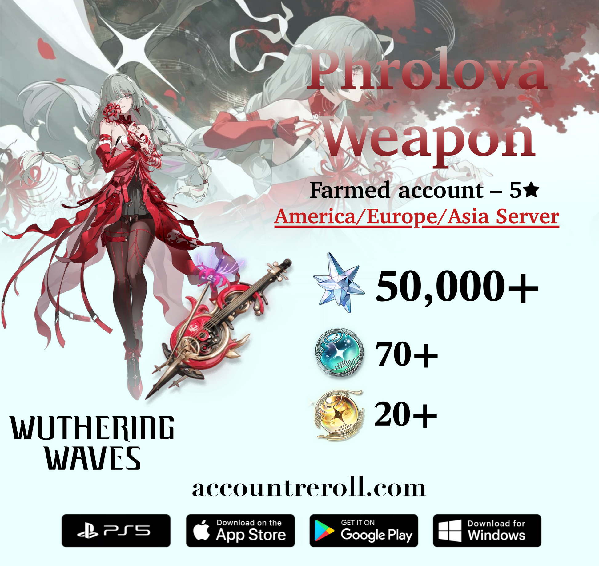 Phrolova with Lethean Elegy Wuthering Waves Farmed Account