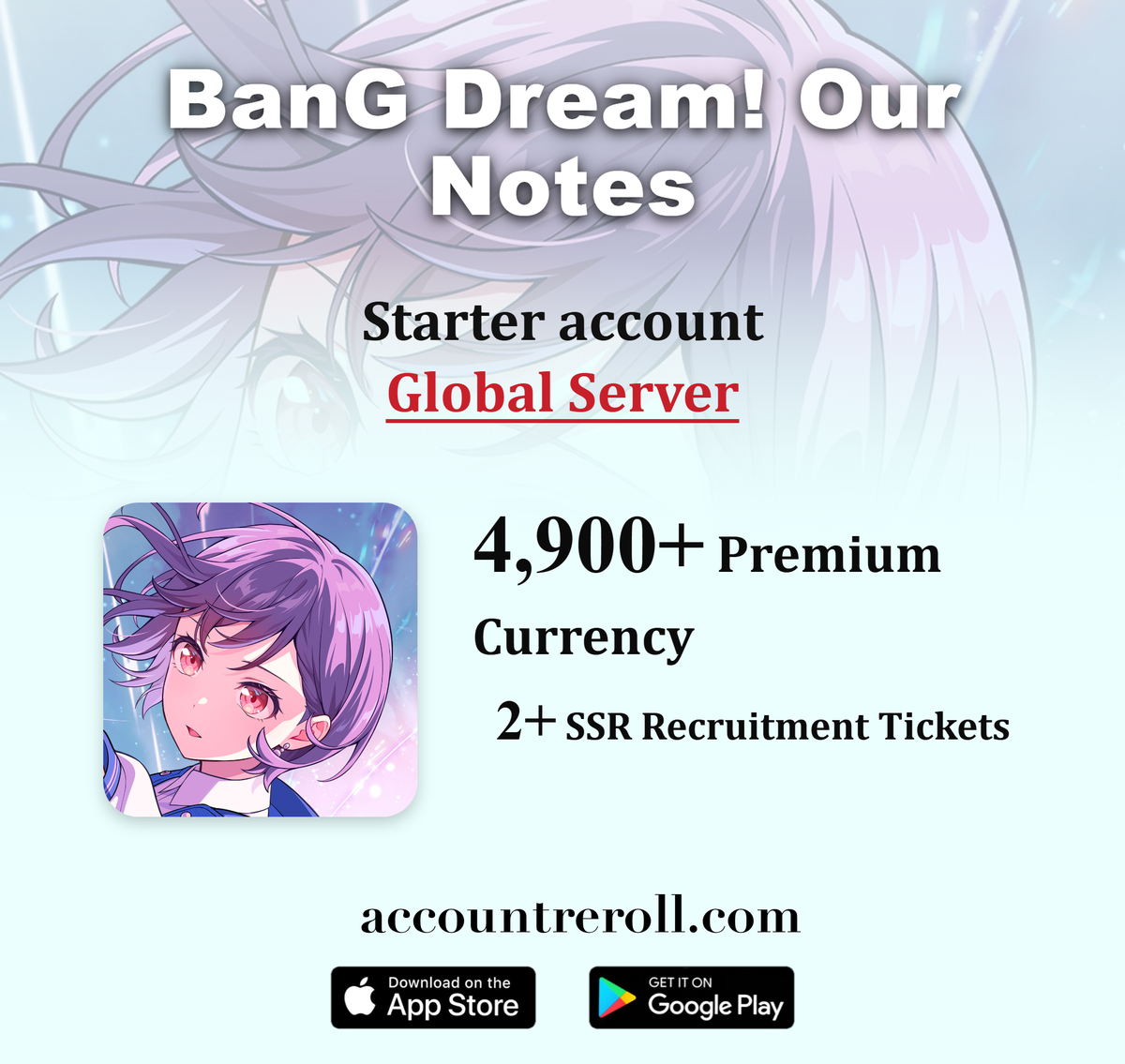 BanG Dream! Our Notes Starter Account with Premium Currency [Global]