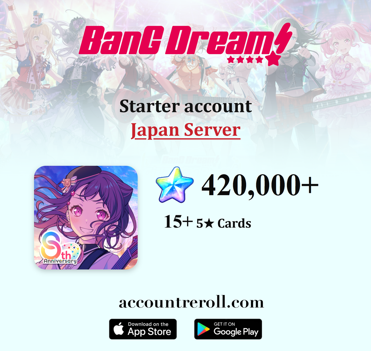 BanG Dream! Girls Band Party! Starter Account with Stars [Japan]