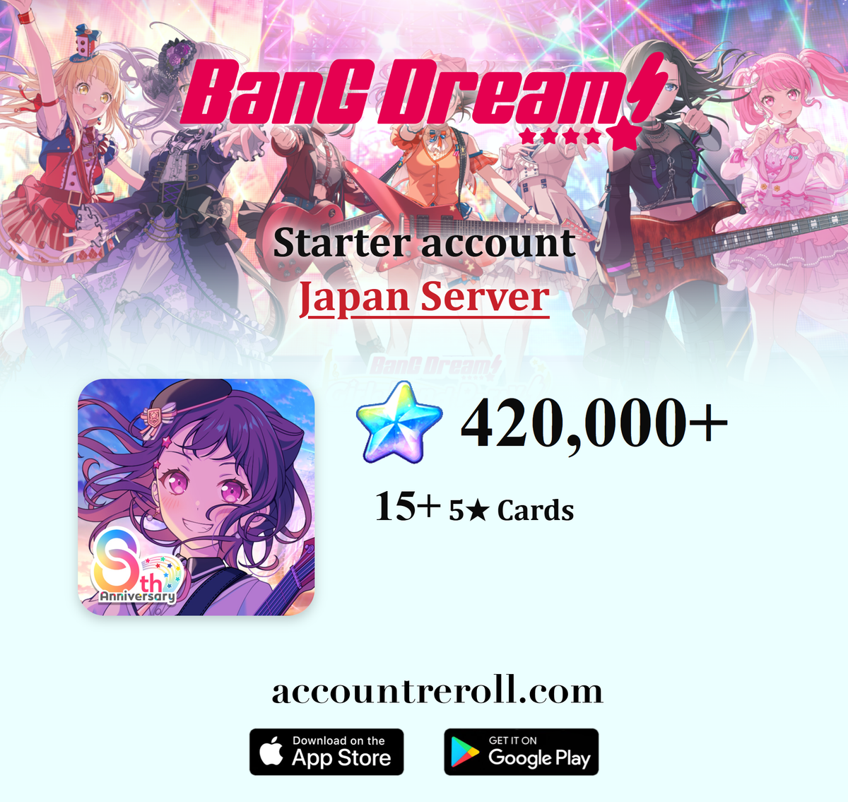 BanG Dream! Girls Band Party! Starter Account with Stars [Japan]