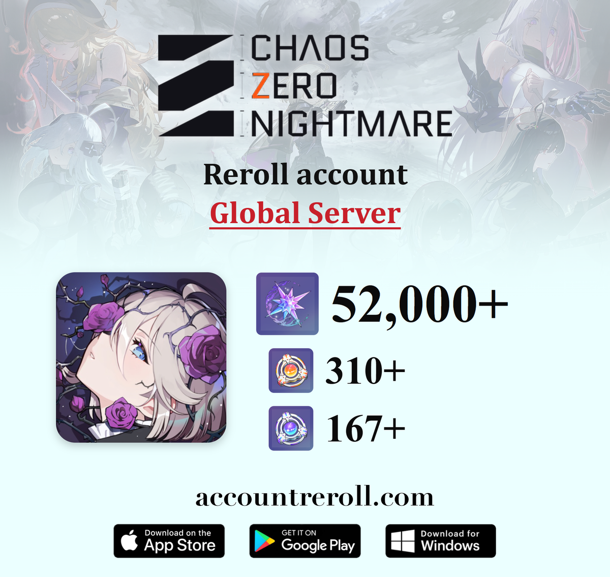 Chaos Zero Nightmare Reroll Account with Crystals [Global]