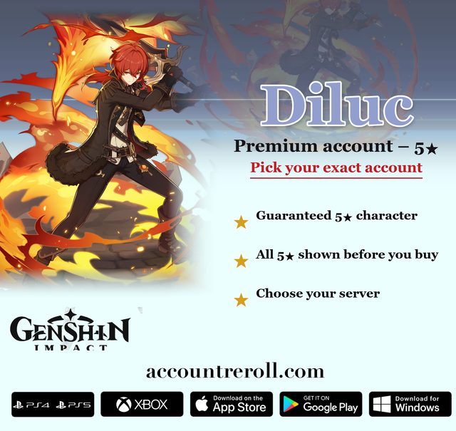 Diluc Genshin Impact Premium Custom Account