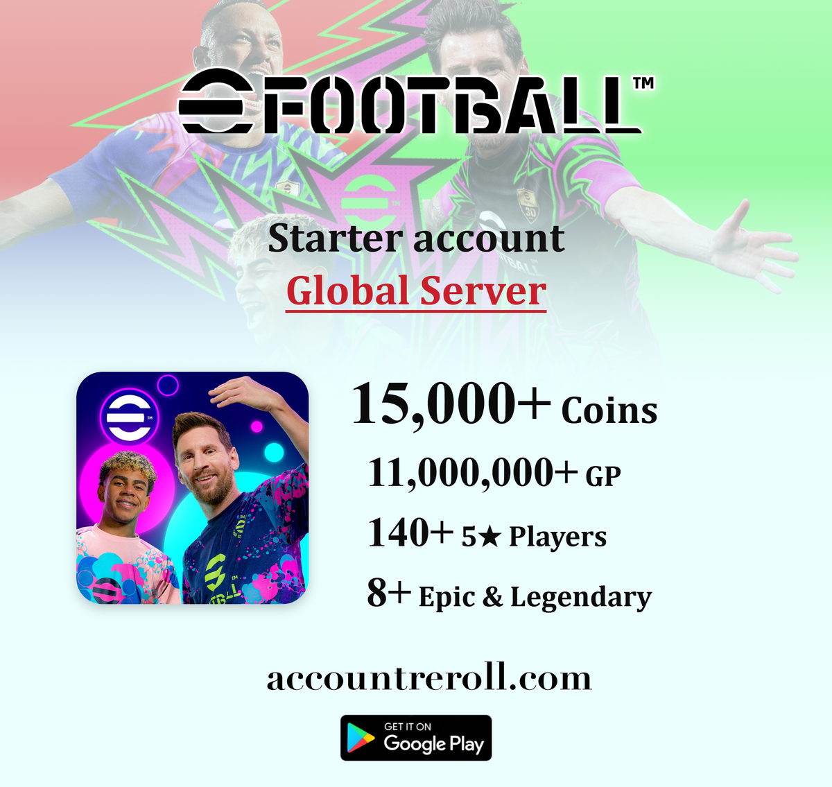 eFootball Android Starter Account with Coins [Global]