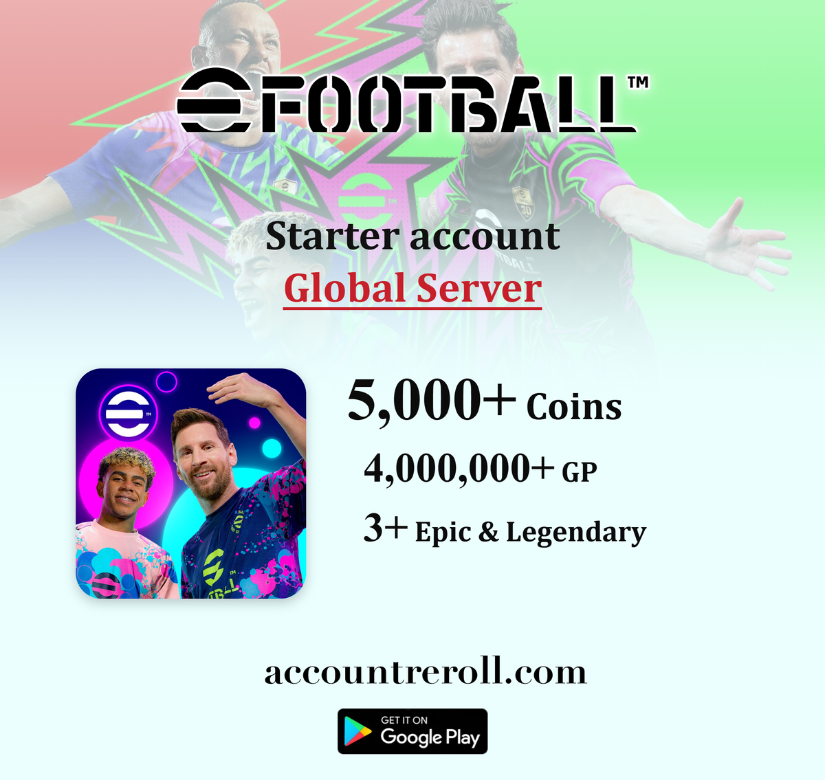 eFootball Android Starter Account with Messi, Ronaldo & More [Global]