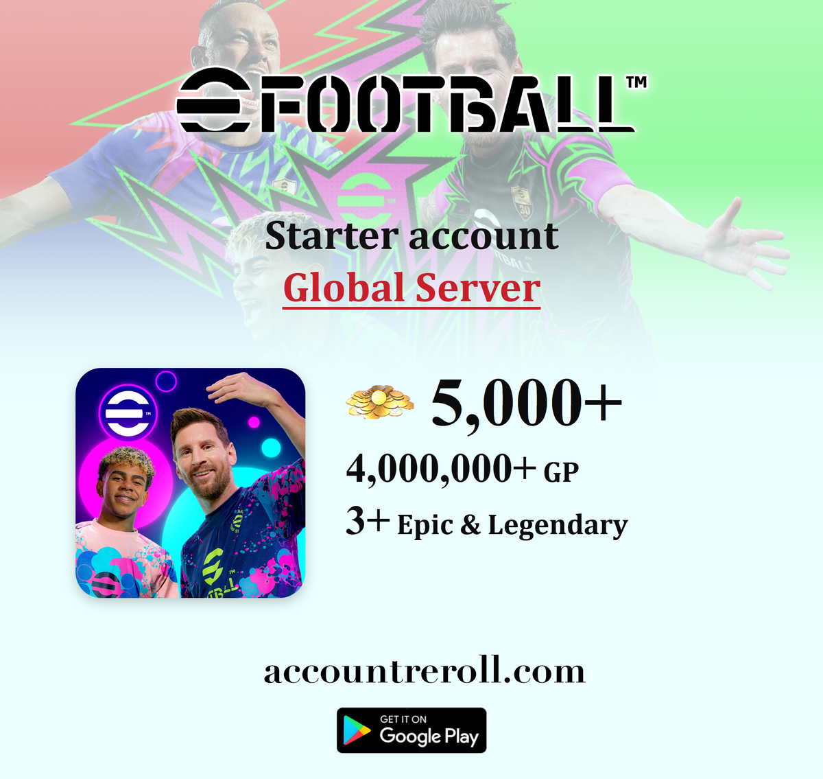 eFootball Android Starter Account with Messi, Ronaldo & More [Global]