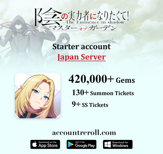 The Eminence in Shadow: Master of Garden Starter Account with Phantasm Gems [Japan]