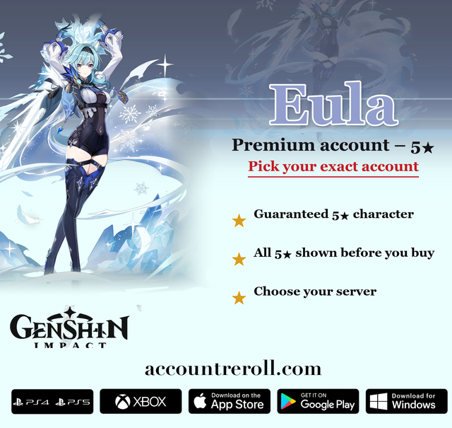 Eula Genshin Impact Premium Custom Account