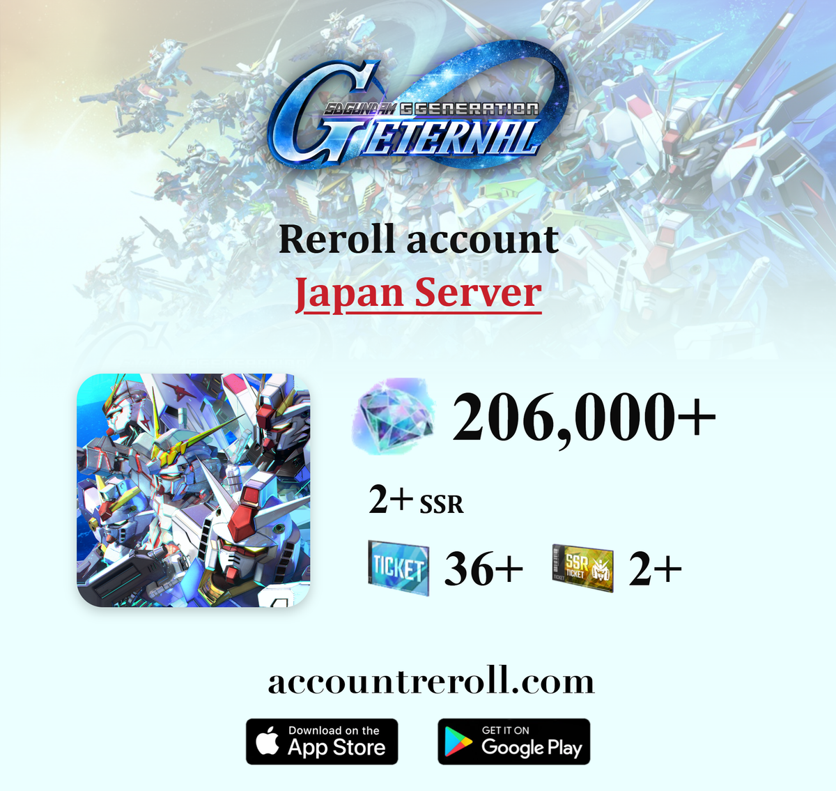 SD Gundam G Generation Eternal Reroll Account with Diamonds [Japan]