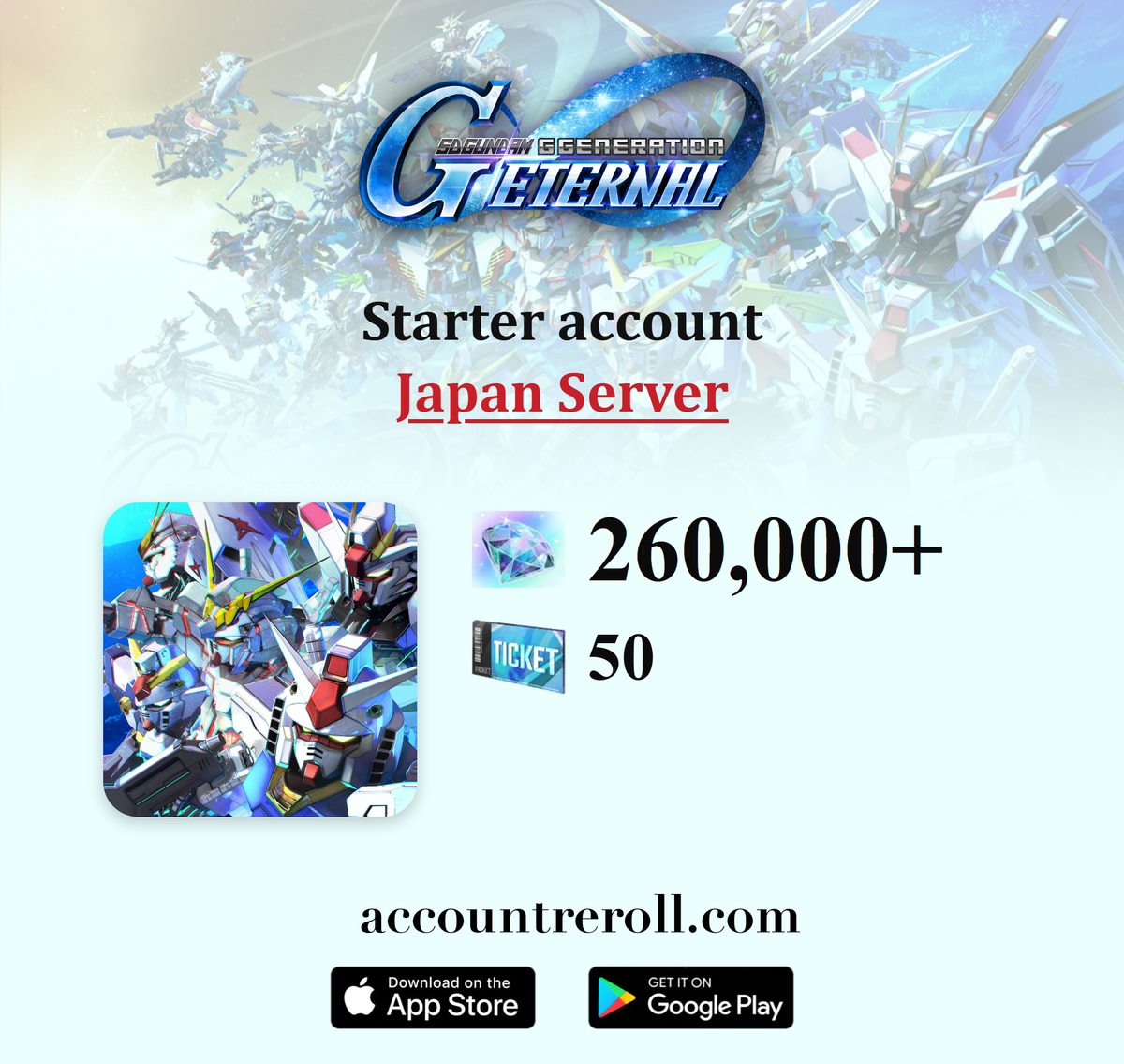 SD Gundam G Generation Eternal Starter Account with Limited UR Units [Japan]