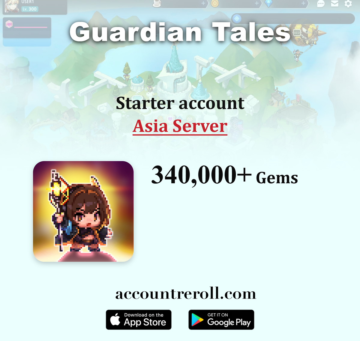 Guardian Tales Starter Account with Gems [Asia]