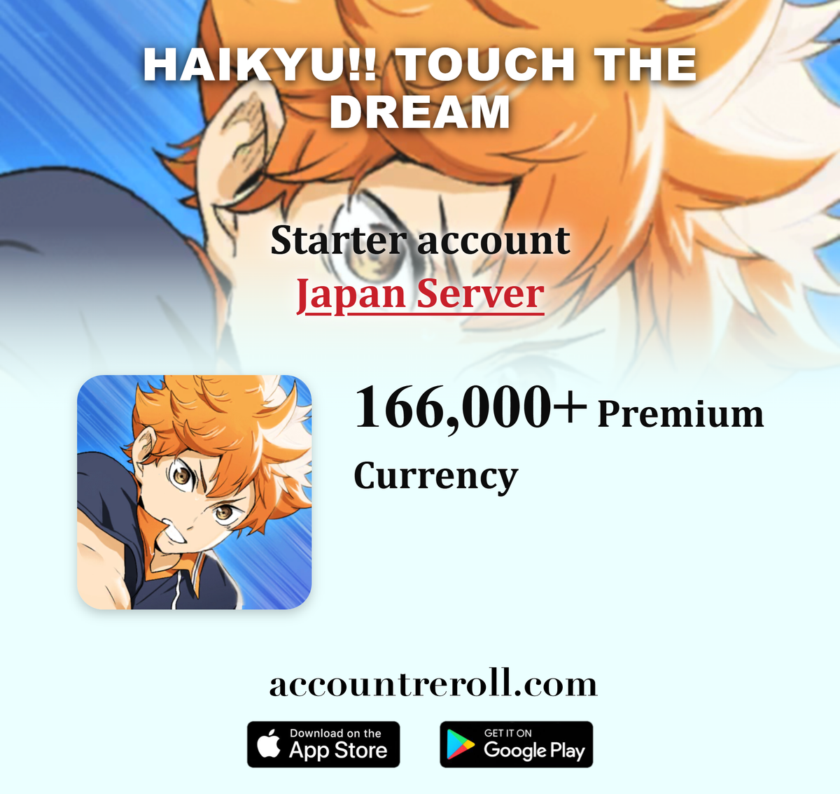 HAIKYU!! TOUCH THE DREAM Starter Account with Premium Currency [Japan]