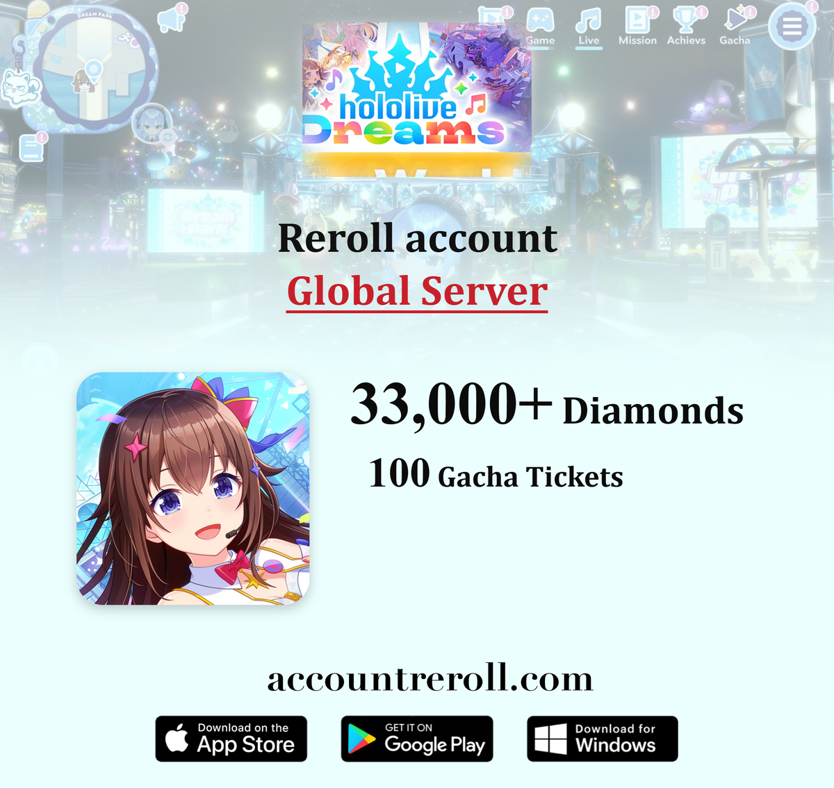 hololive Dreams Reroll Account with Diamonds [Global]
