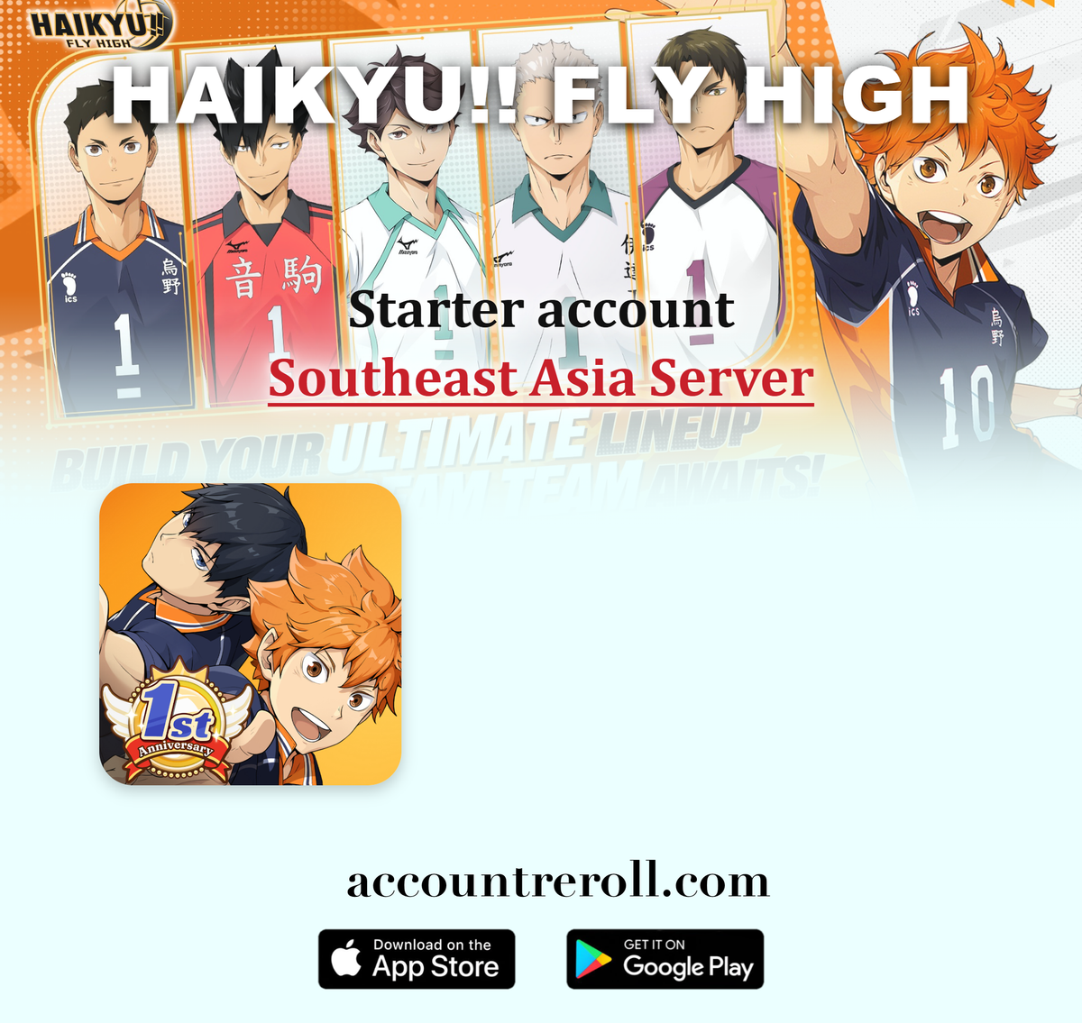 HAIKYU!! FLY HIGH Starter Account with Guaranteed SSR Characters [Southeast Asia]