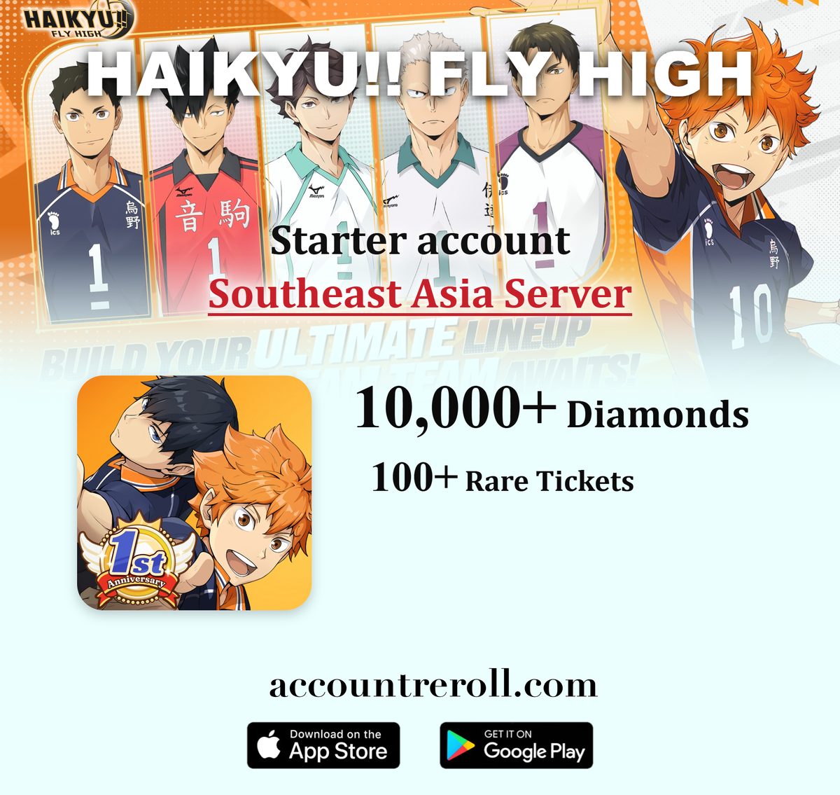 HAIKYU!! FLY HIGH Starter Account with Diamonds [Southeast Asia]