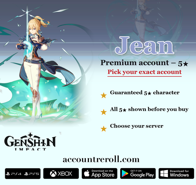 Jean Genshin Impact Premium Custom Account