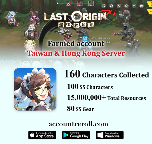 LAST ORIGIN Farmed Account with SS Characters [Taiwan & Hong Kong]