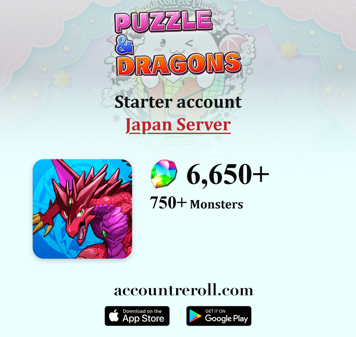Puzzle & Dragons Starter Account with Magic Stones [Japan]