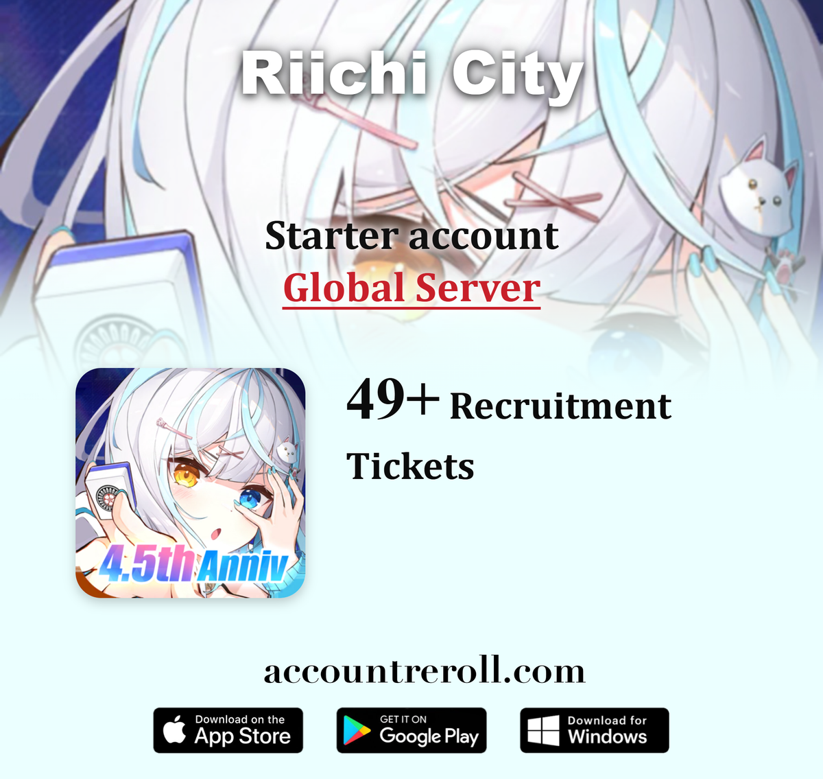 Riichi City Starter Account with Recruitment Tickets [Global]