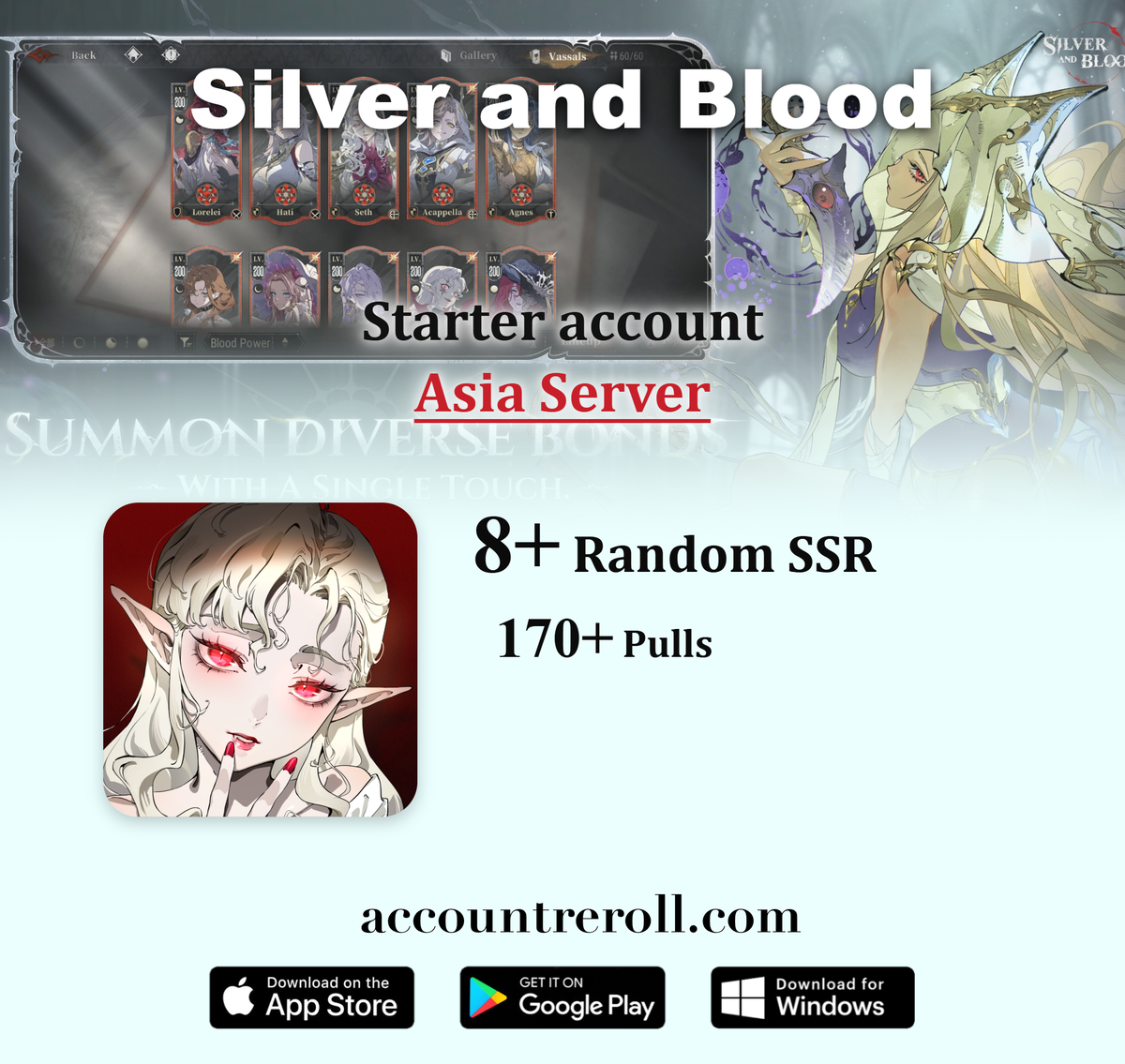 Silver and Blood Starter Account with Ancestral Vassals and Pulls [Asia]