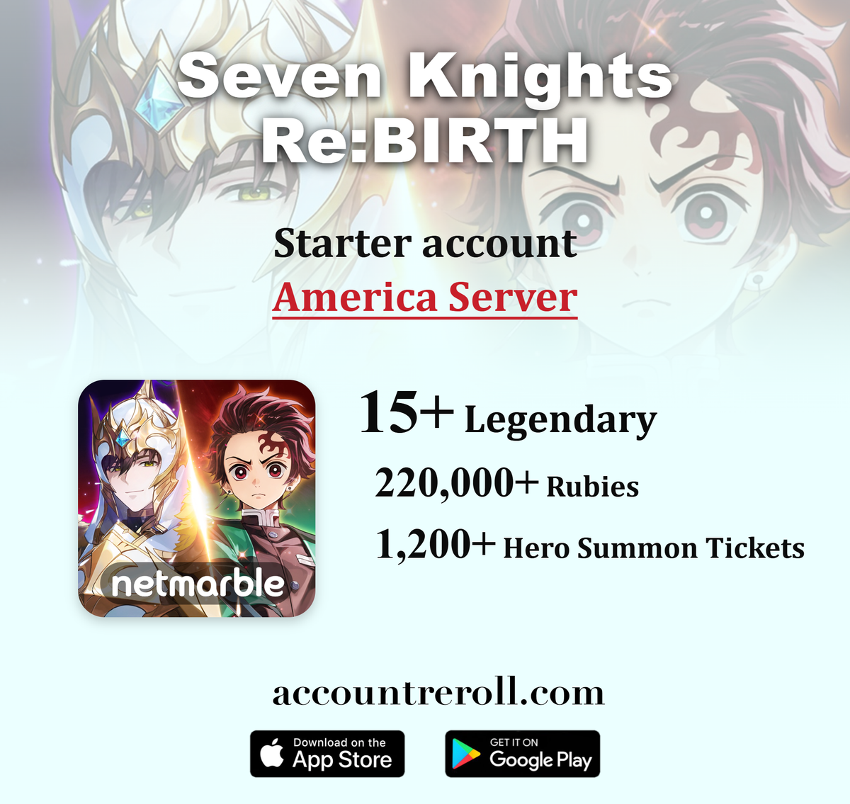 Seven Knights Re:BIRTH Starter Account with Legendary Heroes [America]