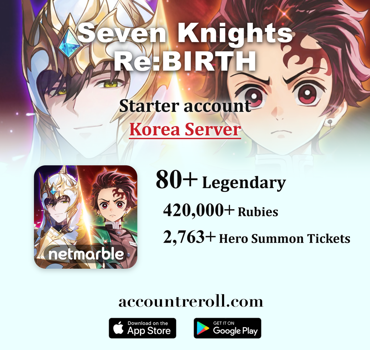 Seven Knights Re:BIRTH Starter Account with Legendary Heroes [Korea]
