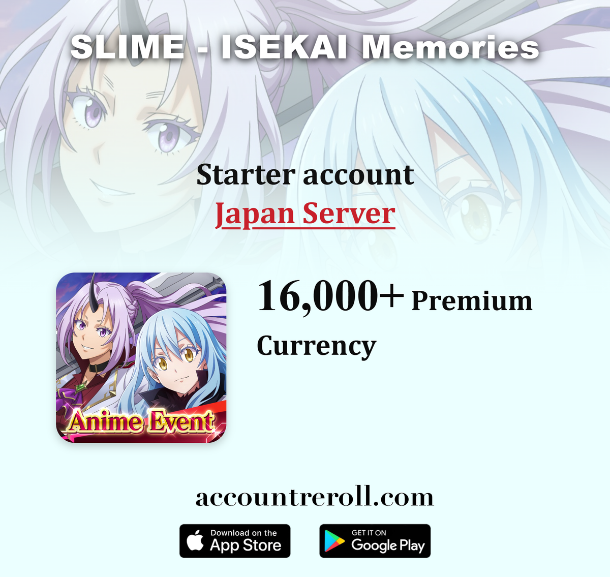SLIME - ISEKAI Memories Starter Account with 5★ Characters [Japan]