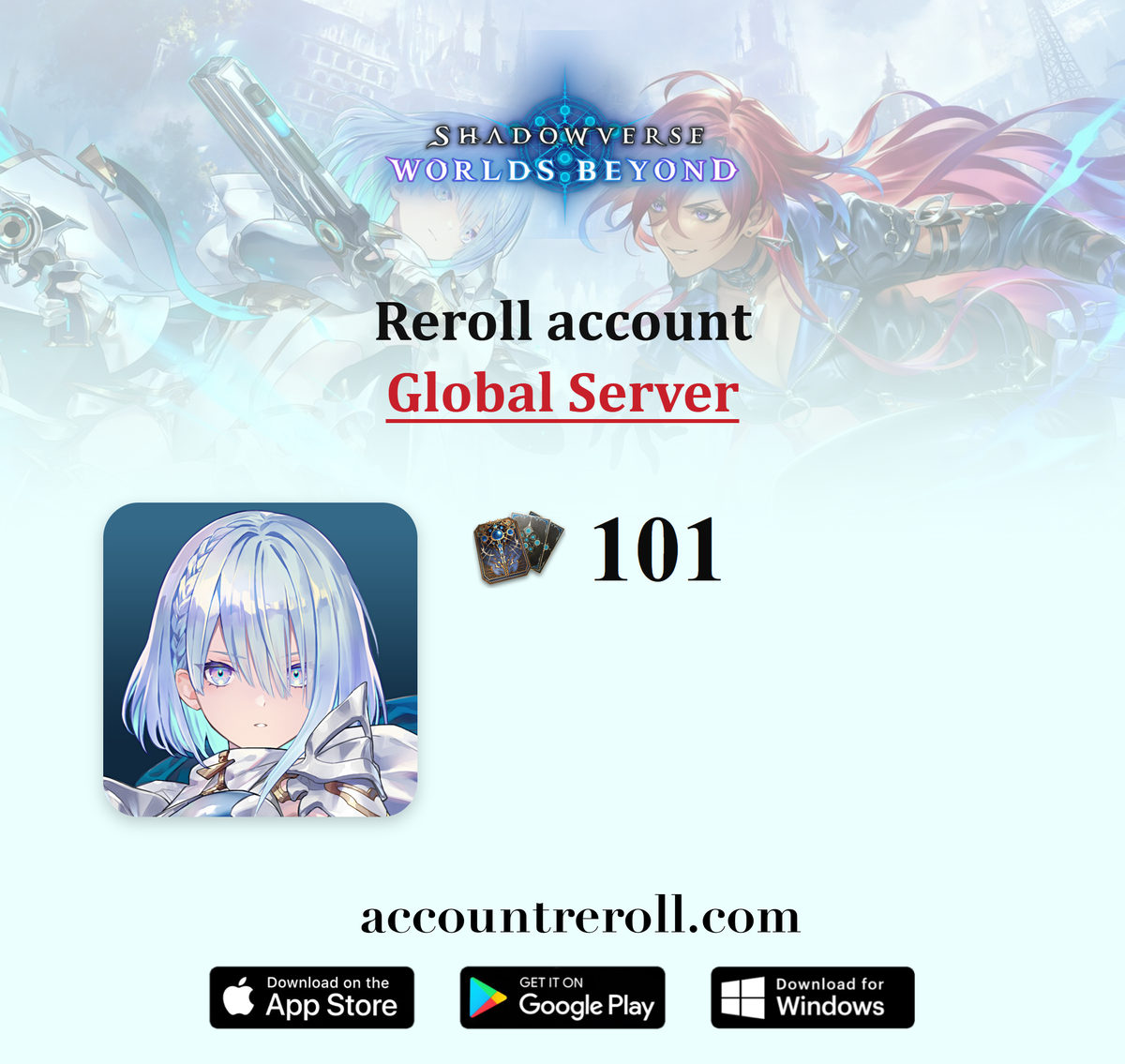 Shadowverse: Worlds Beyond Reroll Account with 101 Card Packs [Global]