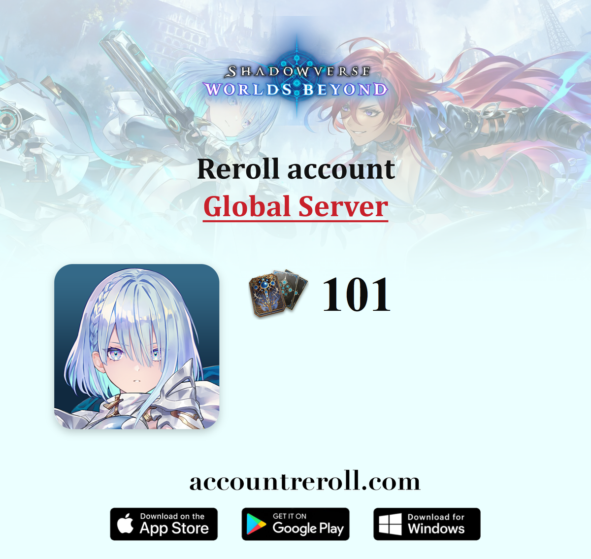 Shadowverse: Worlds Beyond Reroll Account with 101 Card Packs [Global]