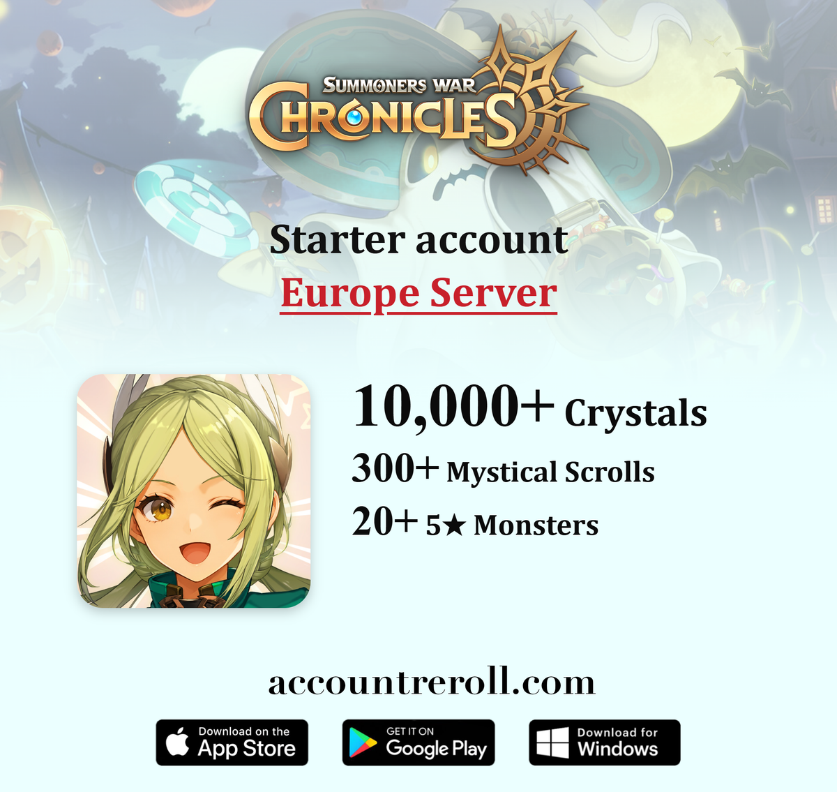 Summoners War: Chronicles Starter Account with Crystals [Europe]