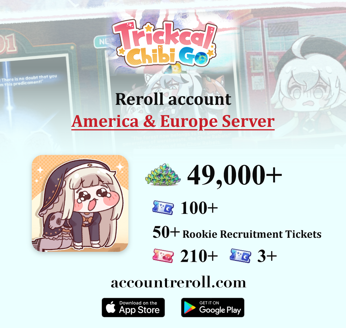 Trickcal: Chibi Go Reroll Account with Crystal Leaf [America & Europe]