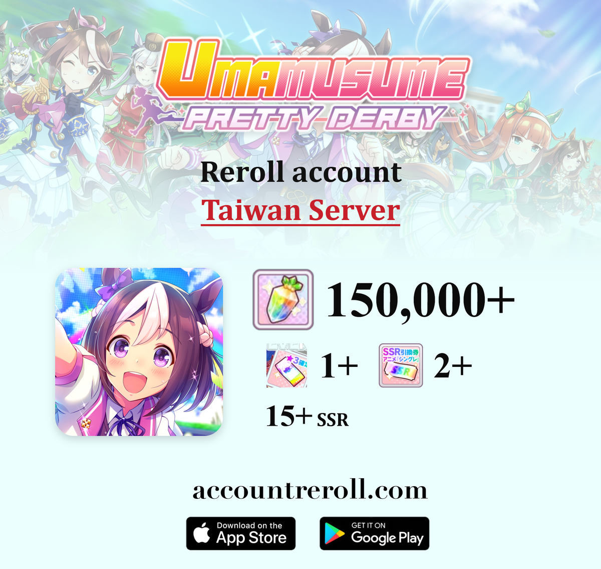 Umamusume Pretty Derby Reroll Account with Carats [Taiwan]