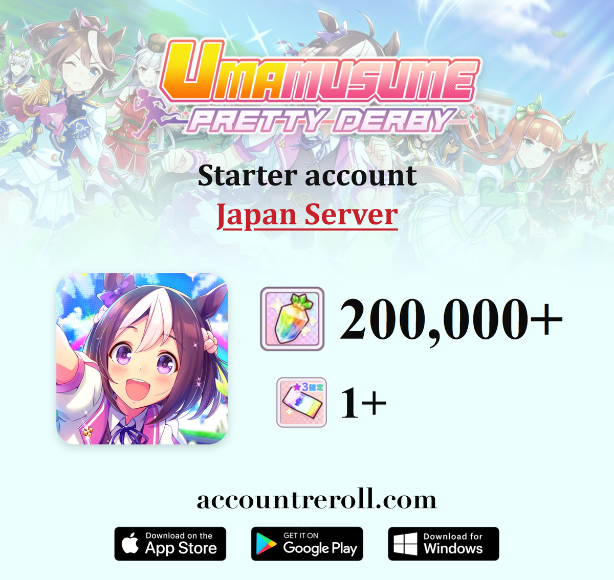 Umamusume Pretty Derby Guaranteed 3 Star Uma Starter Account Japan Server