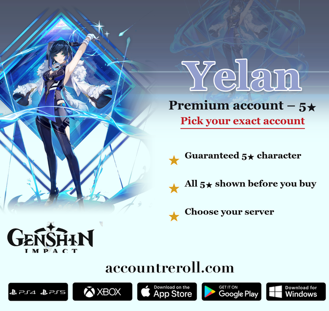 Yelan Genshin Impact Premium Custom Account