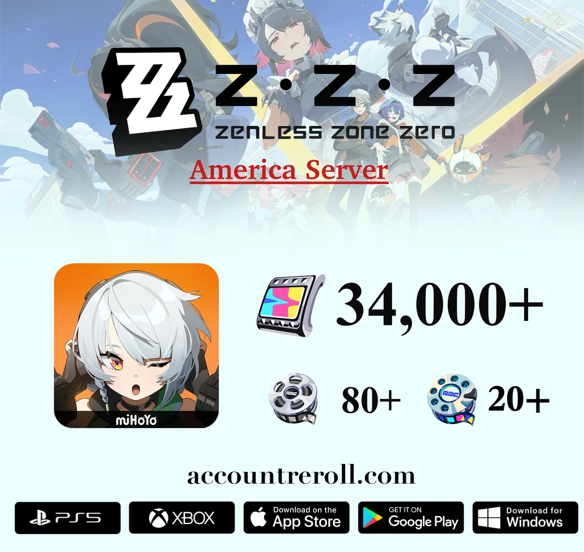 Zenless Zone Zero ZZZ Reroll Account [America]