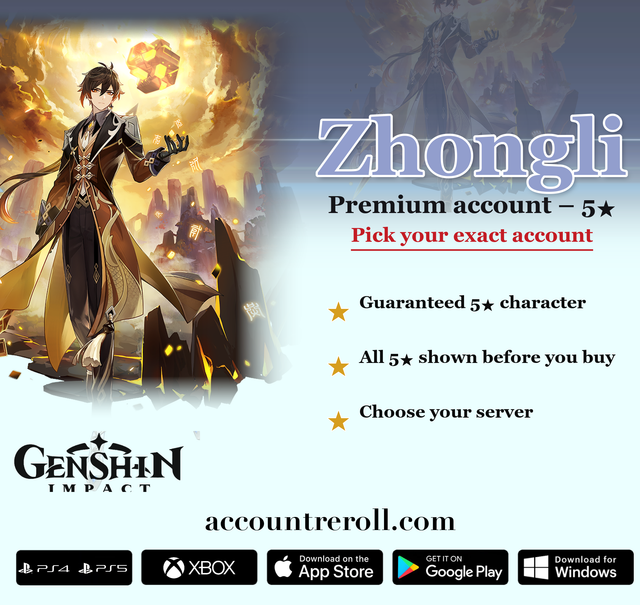 Zhongli Genshin Impact Premium Custom Account